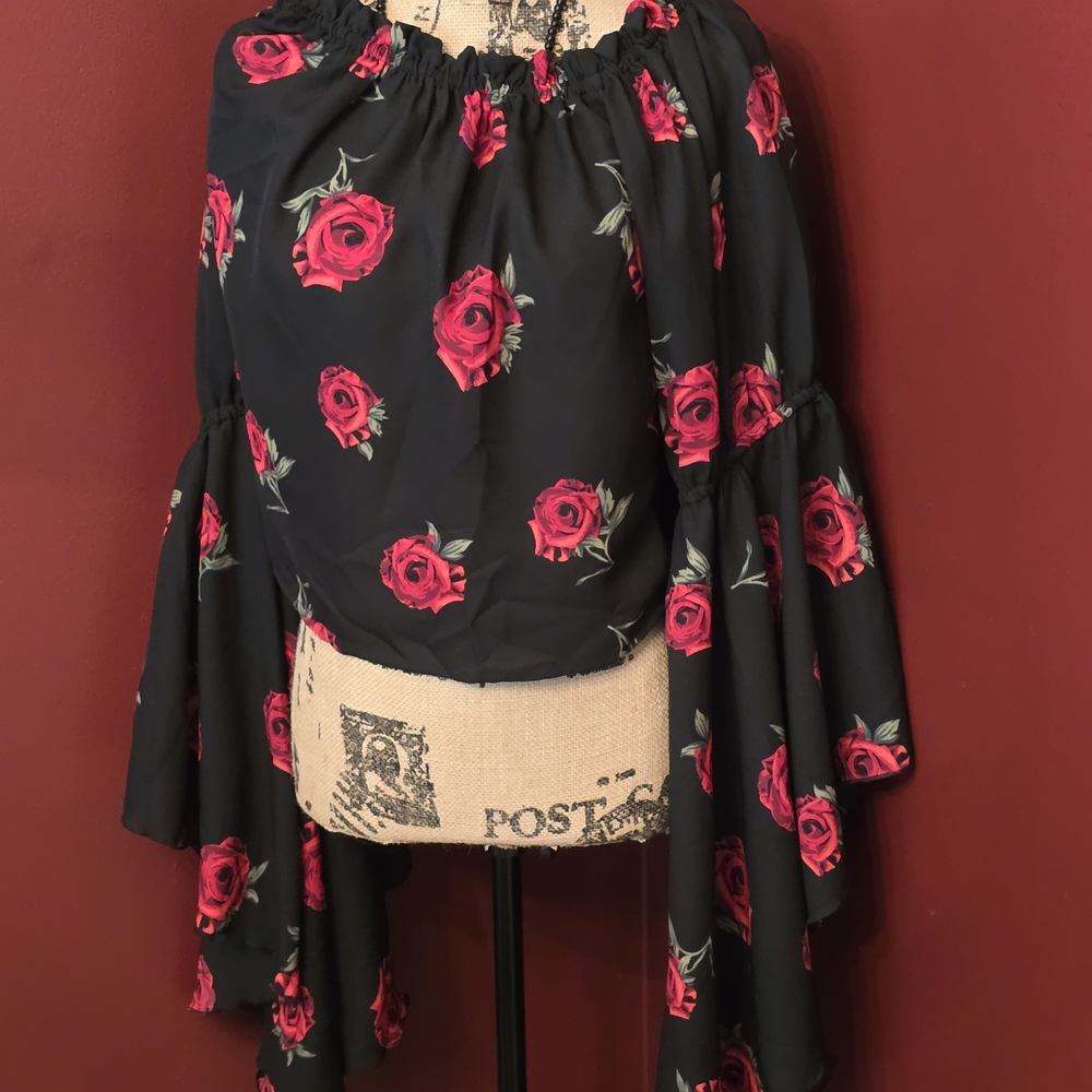 Live 4 Truth Black and Red Floral Blouse